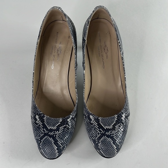 BRENDA ZARO BURGANDY SUEDE PYTHON PRINT HEELS MADE IN SPAIN - Picture 4 of 10